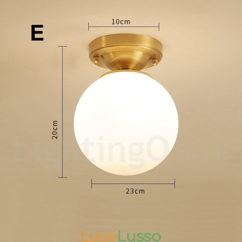 Luci da soffitto a filo in stile rustico nordico in ottone puro con paralume in vetro