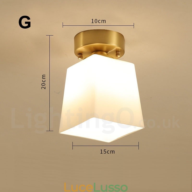 Luci da soffitto a filo in stile rustico nordico in ottone puro con paralume in vetro