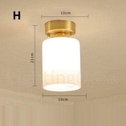 Luci da soffitto a filo in stile rustico nordico in ottone puro con paralume in vetro