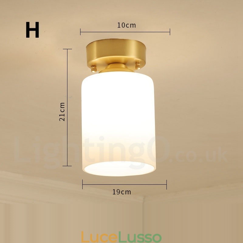 Luci da soffitto a filo in stile rustico nordico in ottone puro con paralume in vetro