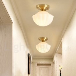 Luci da soffitto a filo in stile rustico nordico in ottone puro con paralume in vetro