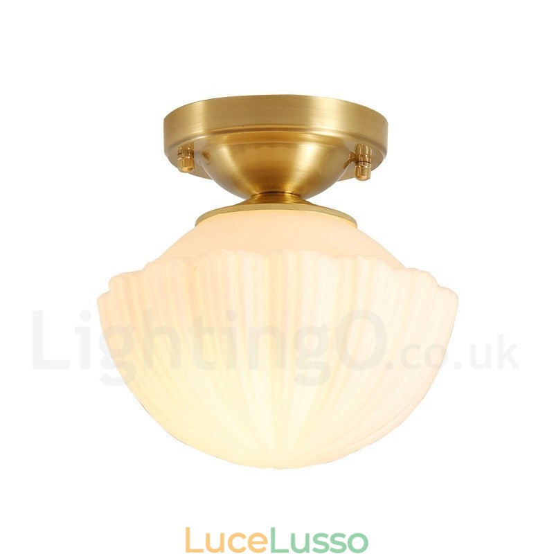 Luci da soffitto a filo in stile rustico nordico in ottone puro con paralume in vetro