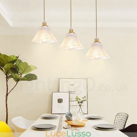 Lampada a sospensione in stile nordico rustico in ottone puro con paralume in vetro Lampada a sospensione in stile nordico rustico in ottone puro con paralume in vetro
