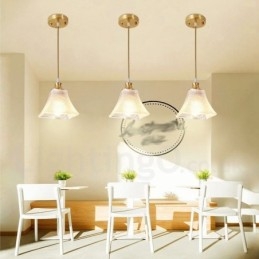 Lampada a sospensione in stile nordico rustico in ottone puro con paralume in vetro