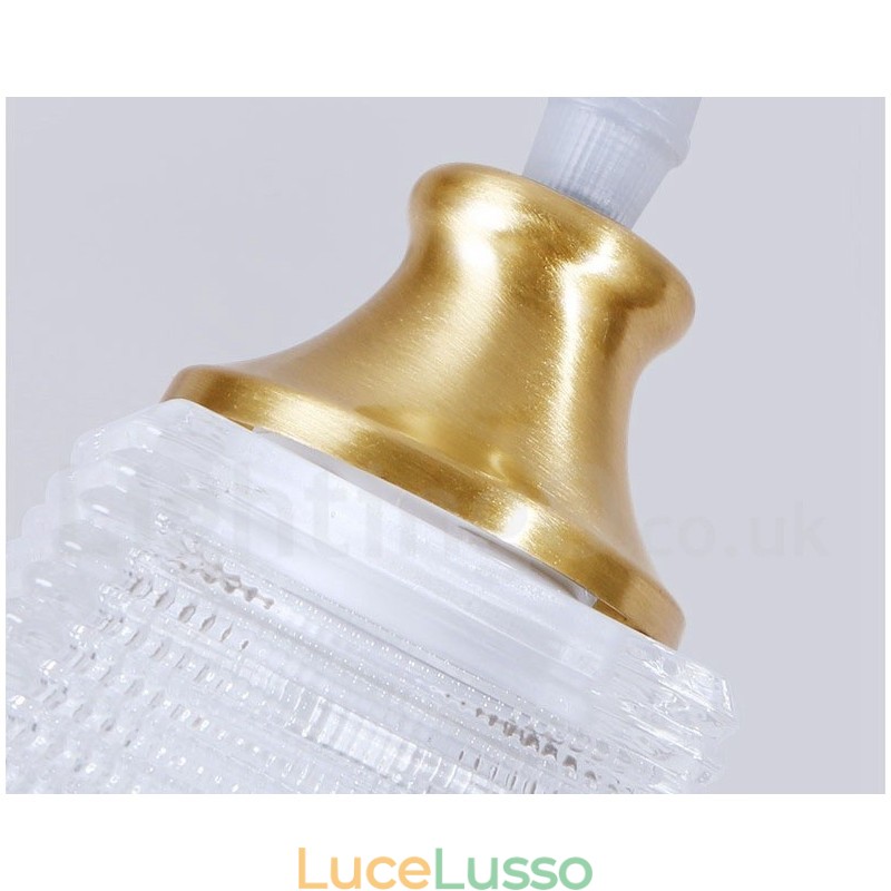 Lampada a sospensione in stile nordico rustico in ottone puro con paralume in vetro