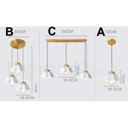 Lampada a sospensione in stile nordico rustico in ottone puro con paralume in ceramica