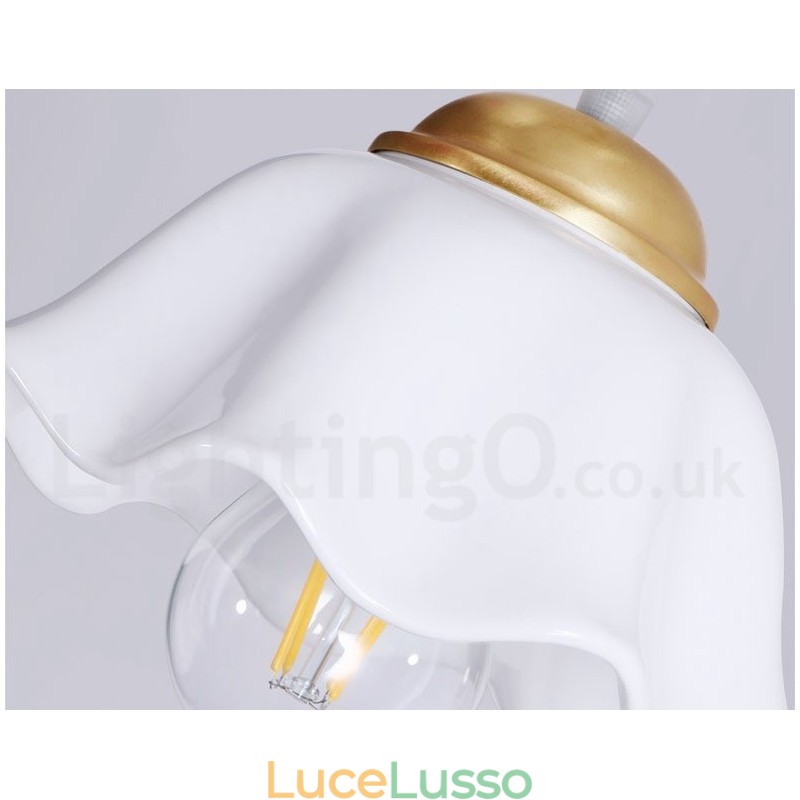 Lampada a sospensione in stile nordico rustico in ottone puro con paralume in ceramica