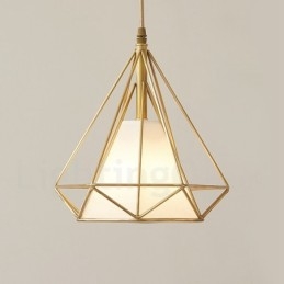 Lampada a sospensione in stile nordico rustico in ottone puro con paralume in tessuto