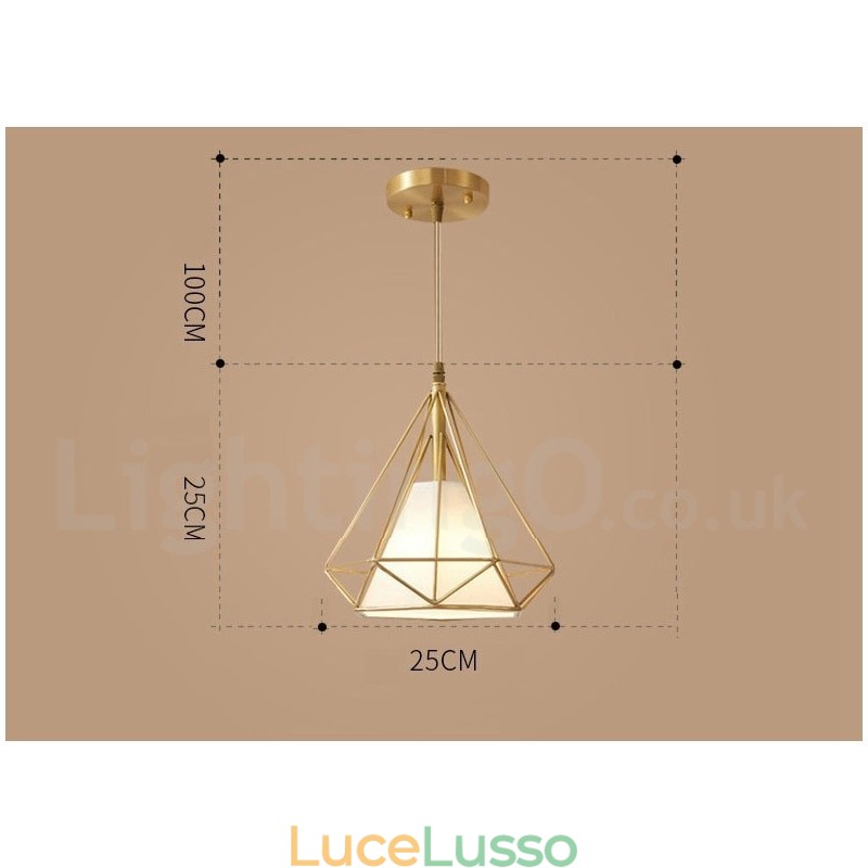 Lampada a sospensione in stile nordico rustico in ottone puro con paralume in tessuto