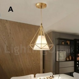 Lampada a sospensione in stile nordico rustico in ottone puro con paralume in tessuto