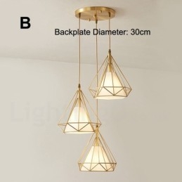 Lampada a sospensione in stile nordico rustico in ottone puro con paralume in tessuto