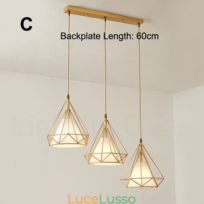 Lampada a sospensione in stile nordico rustico in ottone puro con paralume in tessuto