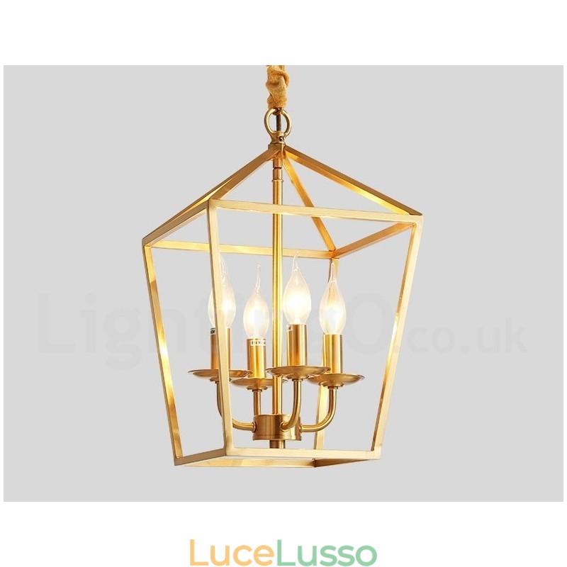 Lampada a sospensione in stile nordico rustico in ottone puro