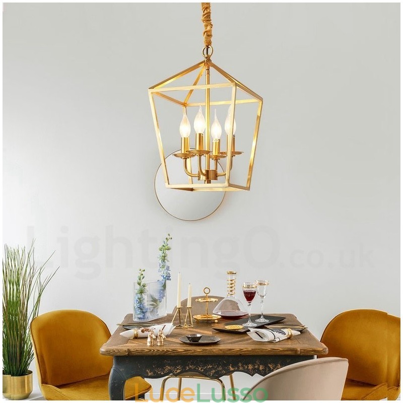 Lampada a sospensione in stile nordico rustico in ottone puro