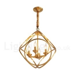Lampada a sospensione in stile nordico rustico in ottone puro