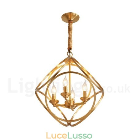 Lampada a sospensione in stile nordico rustico in ottone puro Lampada a sospensione in stile nordico rustico in ottone puro