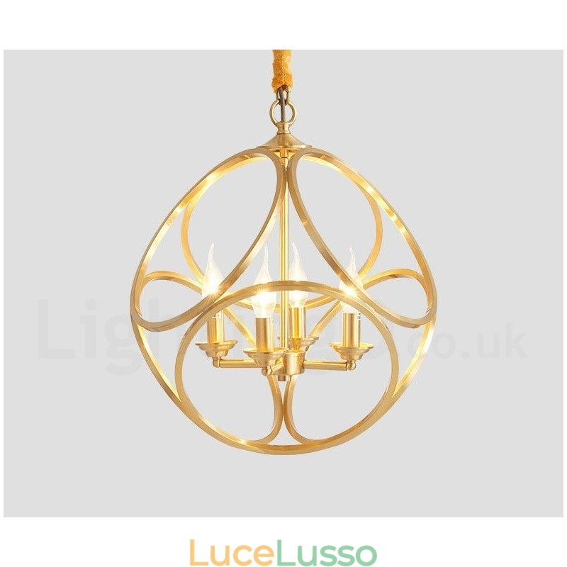 Lampada a sospensione in stile nordico rustico in ottone puro