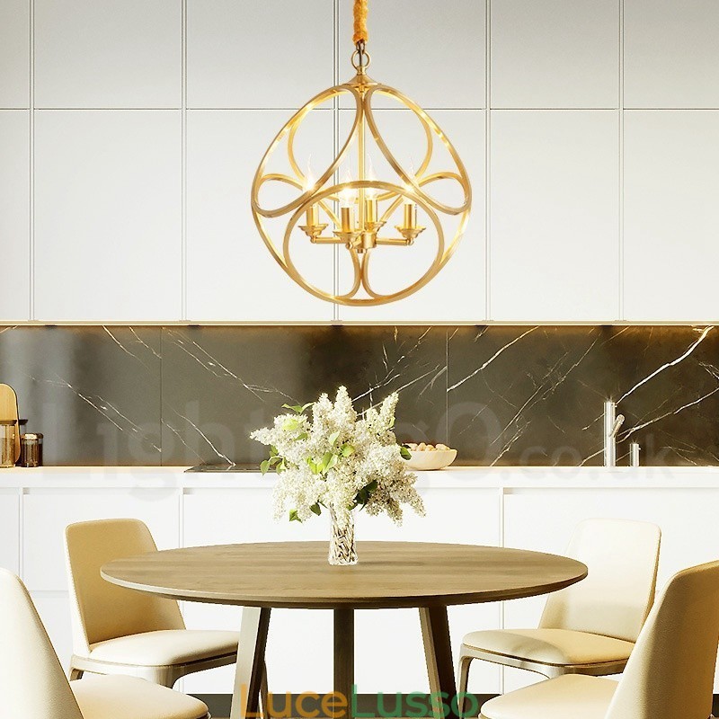 Lampada a sospensione in stile nordico rustico in ottone puro