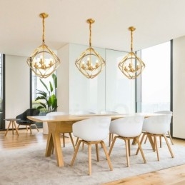 Lampada a sospensione in stile nordico rustico in ottone puro