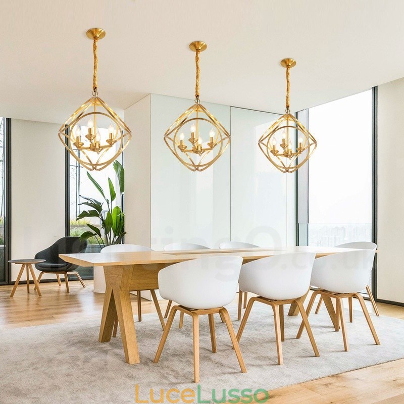 Lampada a sospensione in stile nordico rustico in ottone puro