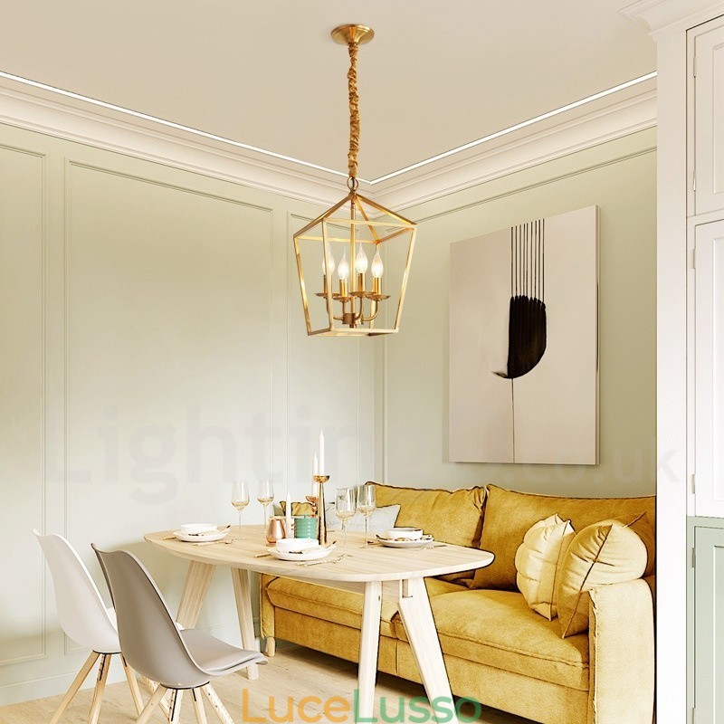 Lampada a sospensione in stile nordico rustico in ottone puro
