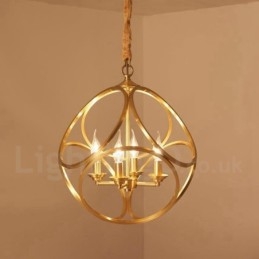 Lampada a sospensione in stile nordico rustico in ottone puro