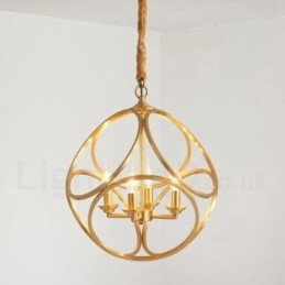 Lampada a sospensione in stile nordico rustico in ottone puro