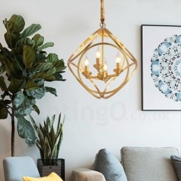 Lampada a sospensione in stile nordico rustico in ottone puro