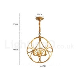 Lampada a sospensione in stile nordico rustico in ottone puro