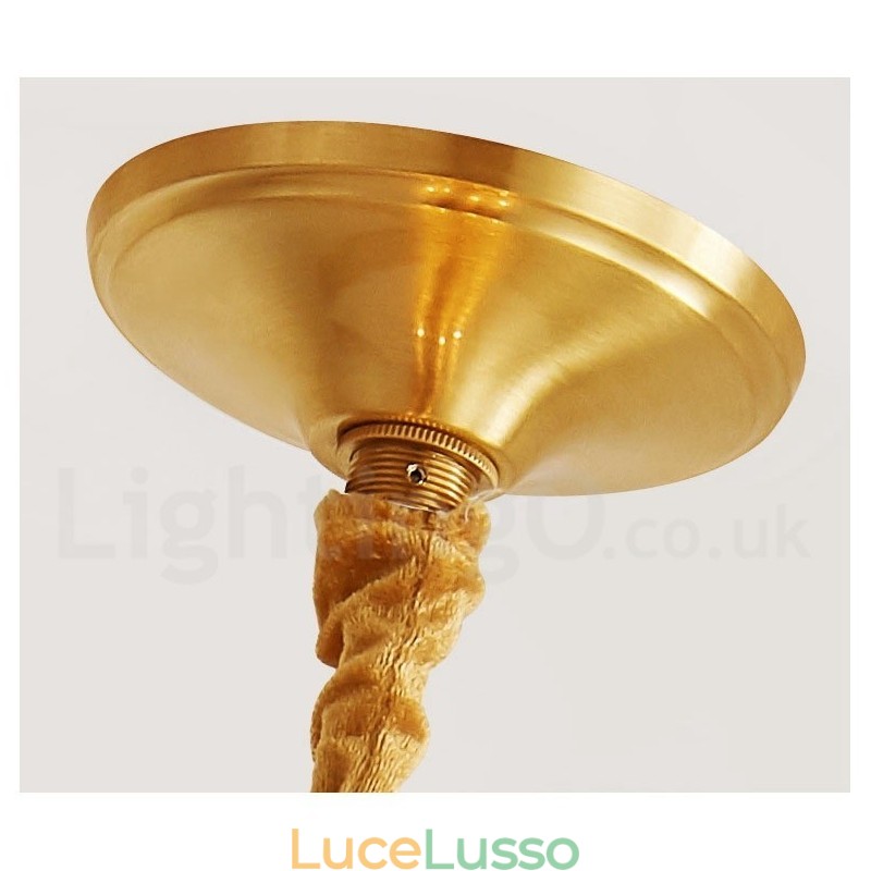 Lampada a sospensione in stile nordico rustico in ottone puro
