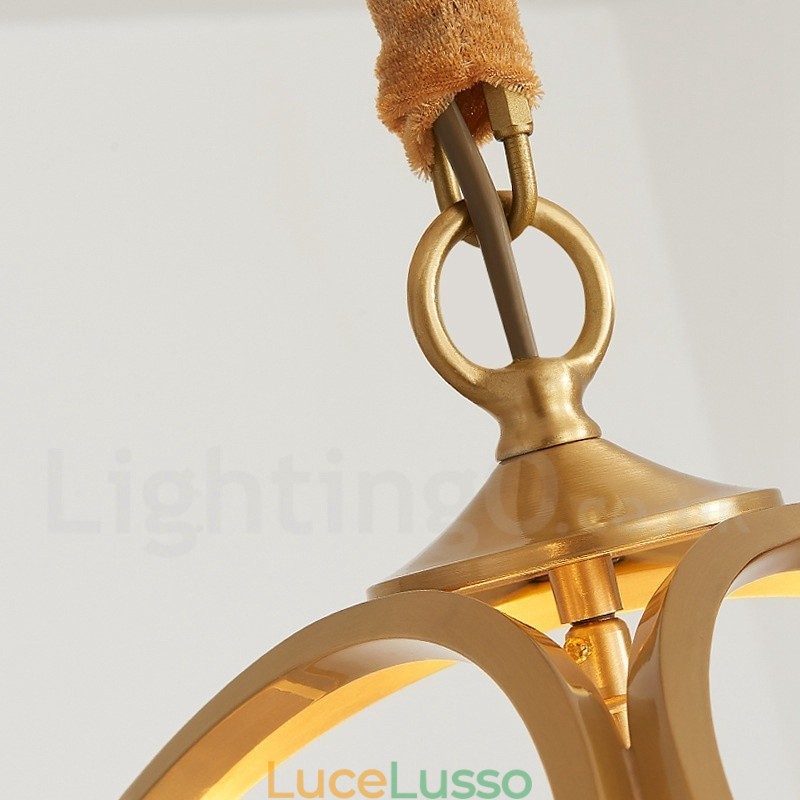 Lampada a sospensione in stile nordico rustico in ottone puro