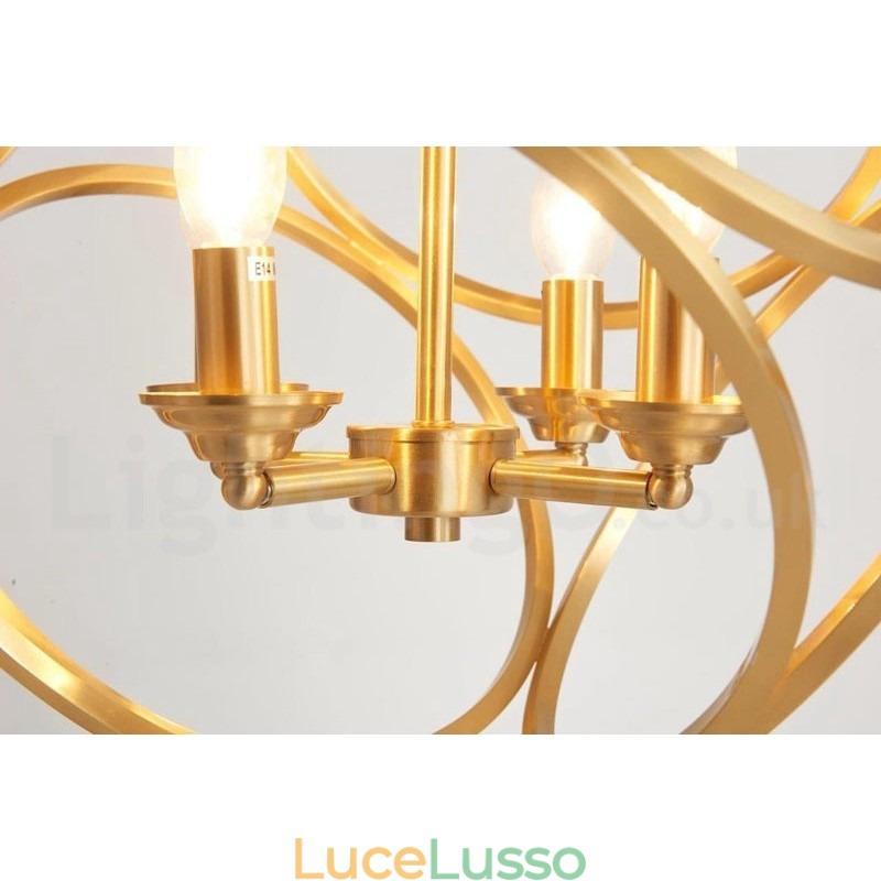 Lampada a sospensione in stile nordico rustico in ottone puro