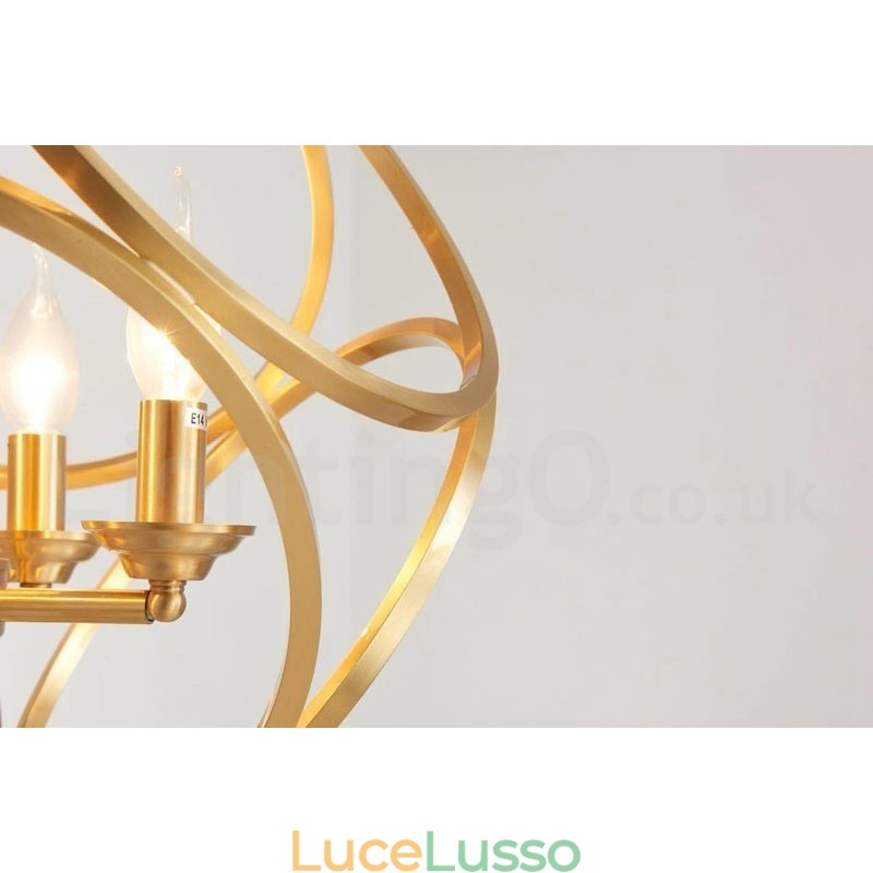 Lampada a sospensione in stile nordico rustico in ottone puro