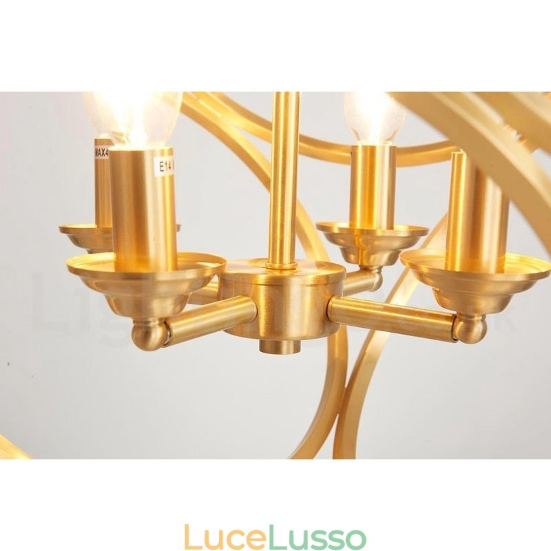 Lampada a sospensione in stile nordico rustico in ottone puro