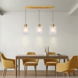 Lampada a sospensione in stile nordico rustico in ottone puro con paralume in vetro