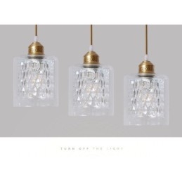 Lampada a sospensione in stile nordico rustico in ottone puro con paralume in vetro