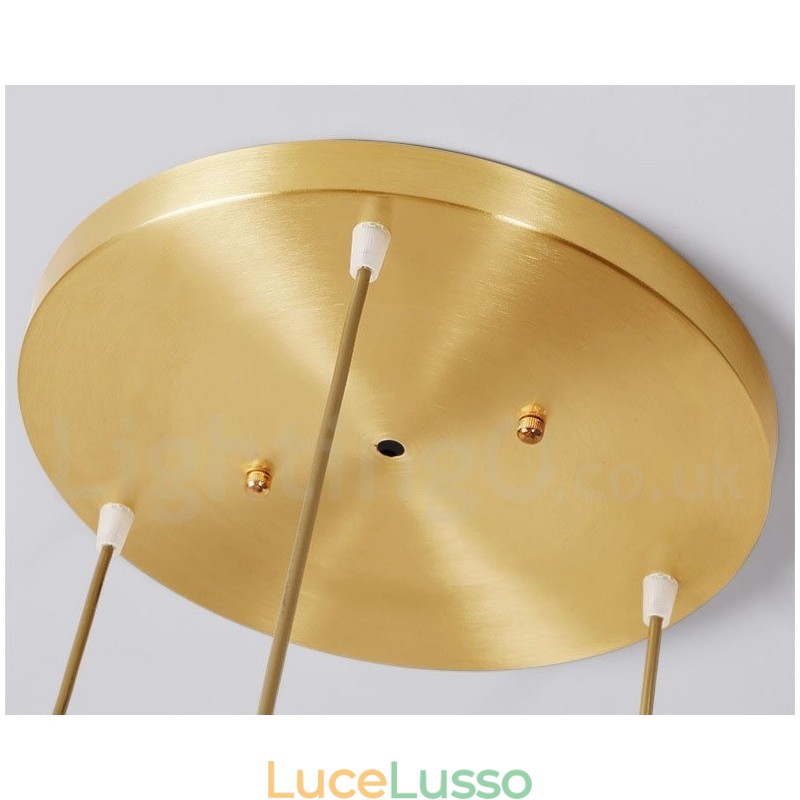 Lampada a sospensione in stile nordico rustico in ottone puro con paralume in vetro