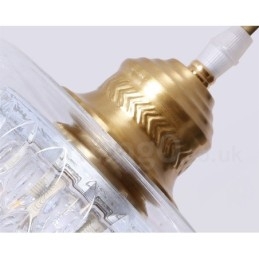 Lampada a sospensione in stile nordico rustico in ottone puro con paralume in vetro