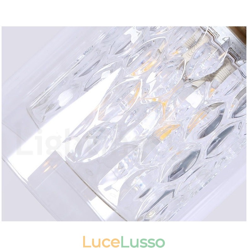 Lampada a sospensione in stile nordico rustico in ottone puro con paralume in vetro