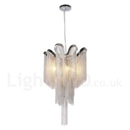 Lampadario a nappe in alluminio, lampada a sospensione di design, colore argento