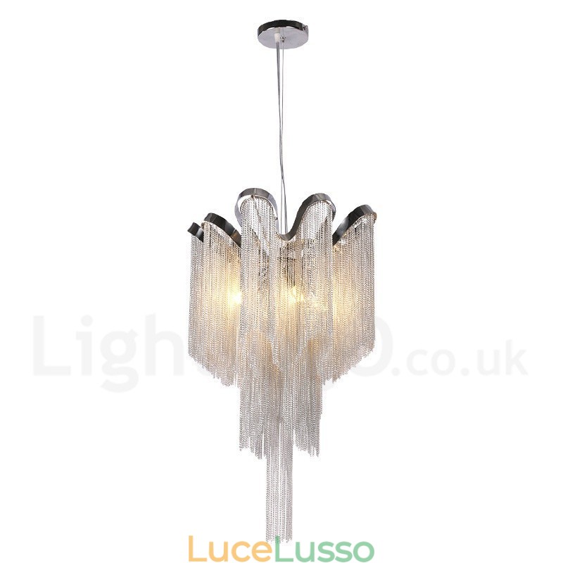 Lampadario a nappe in alluminio, lampada a sospensione di design, colore argento