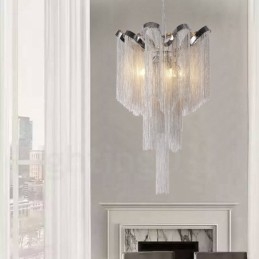 Lampadario a nappe in alluminio, lampada a sospensione di design, colore argento