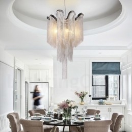 Lampadario a nappe in alluminio, lampada a sospensione di design, colore argento