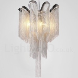Lampadario a nappe in alluminio, lampada a sospensione di design, colore argento