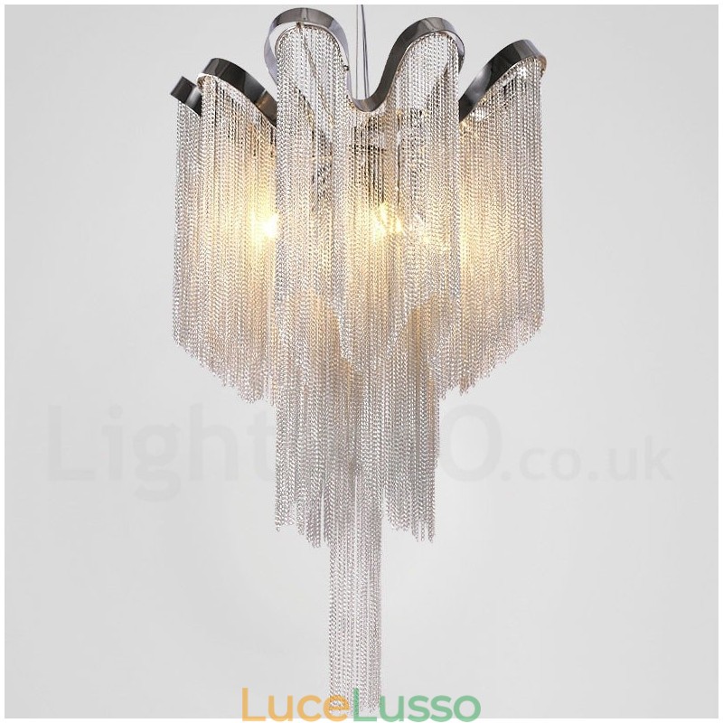 Lampadario a nappe in alluminio, lampada a sospensione di design, colore argento