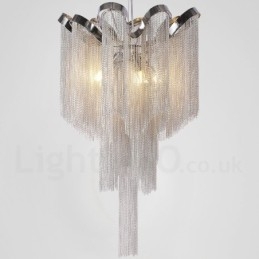 Lampadario a nappe in alluminio, lampada a sospensione di design, colore argento