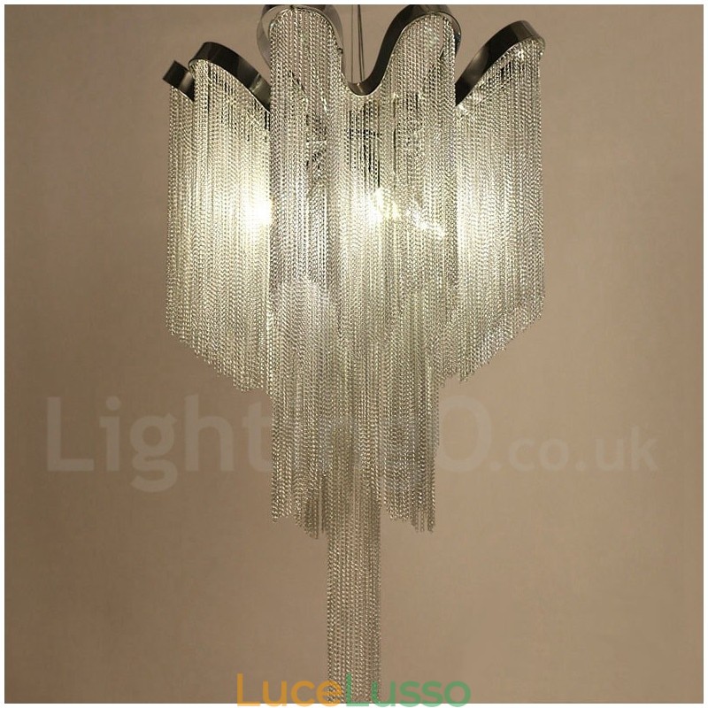 Lampadario a nappe in alluminio, lampada a sospensione di design, colore argento