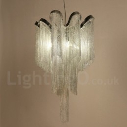 Lampadario a nappe in alluminio, lampada a sospensione di design, colore argento