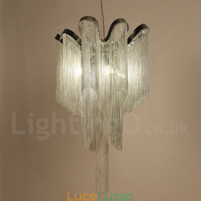 Lampadario a nappe in alluminio, lampada a sospensione di design, colore argento