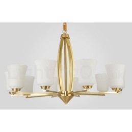 Lampadario a sospensione retrò vintage in ottone con paralumi in vetro